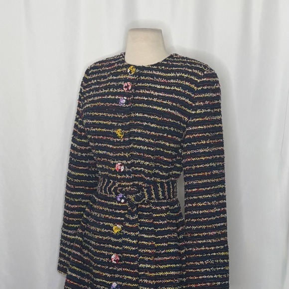 CABI Headline Topper Colorful Tweed Floral Belted Coat Preppy Style 5660 Size 2 - Picture 8 of 16